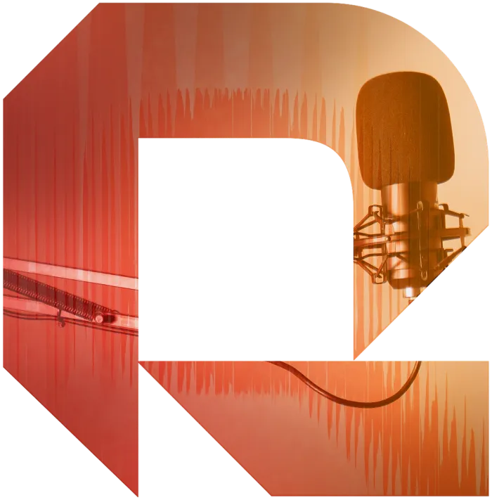 Rikka Law R icon with a podcast recording microphone and abstract sound waves representing Rikka Law's AI and technology law podcast series