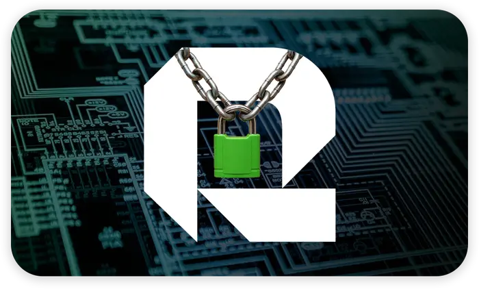 Rikka Law R icon with a green lock over a dark circuit board background representing data privacy and cybersecurity legal services